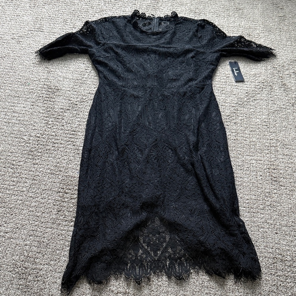 Lulu's Black Lace Pencil Dress